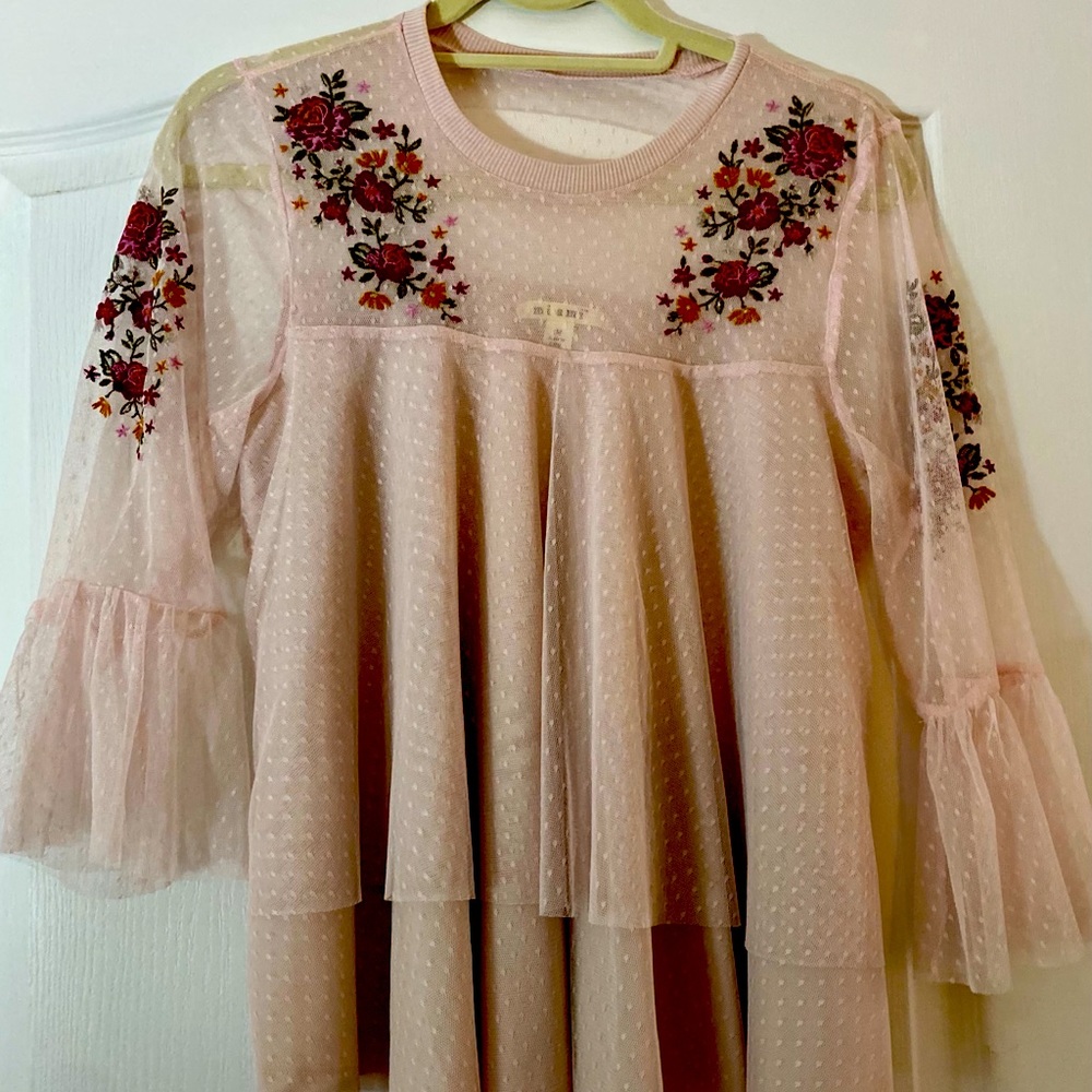 Pink flared sleeve top